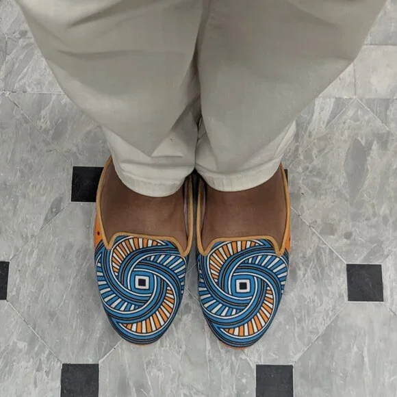 Mule, Slip On - Orange & Turquoise